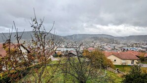 A residential area with houses and a hilly landscape in the background. - Renovated apartment with garden, parking, and WiFi in Gérardmer (Gérardmer)
