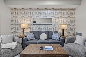 Télévision, cheminée, jeux vidéo, lecteur de DVD