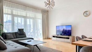 Luksusleilighet, hageutsikt | Oppholdsområde