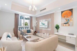 Apartment, 1 King Bed with Sofa bed, Balcony | Living area | 42-inch Smart TV with digital channels, Netflix, streaming services - Heaven Crest Vacation Homes Downtown - Studio, 1, & 3 Bedroom Suites 2 minute walk to Dubai Mall and Burj Khalifa (Dubai)