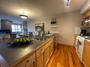 Fridge, microwave, oven, stovetop - Boardwalk Stroll - Penthouse - Downtown (Canmore)