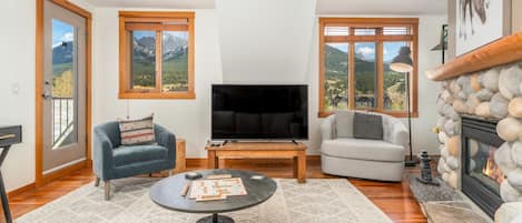 تلفزيون ذكي، مدفأة، كُتُب، ستيريو