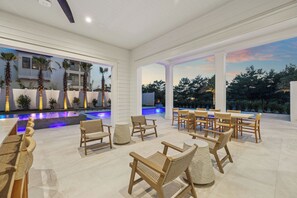 Outdoor dining - Bluffs on 30A E|Easy Beach Access|Private Resort Style Pool|Outdoor Kitchen (Dune Allen)