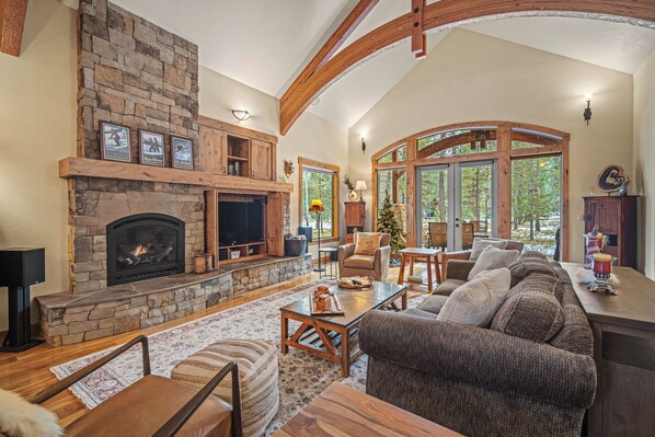 TV, fireplace, table football, ping pong