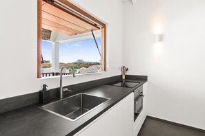 Apartment | Private kitchen | Fridge, microwave, oven, stovetop