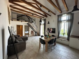 Panoramic Apartment, 2 Bedrooms, Sea View | Living area | Flat-screen TV