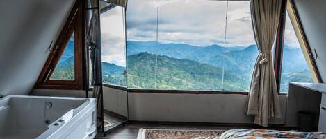 ARSH- HEXAGONAL (Duplex Cabin with Couple Jacuzzi and A/c) | Select Comfort beds, individually furnished, desk, laptop workspace