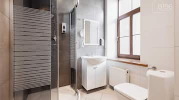 Dusche, Handtücher, Seife, Toilettenpapier