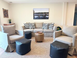 Smart TV, fireplace, video games, books