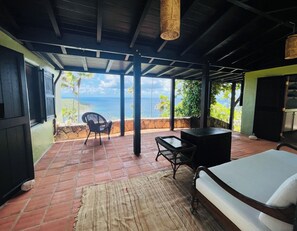 Terrace/patio - The Palms - Charming Cottages with view of Cam Bay on Great Camanoe (Other Island)