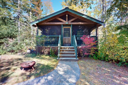 Delightful dog-friendly studio cabin with fireplace, AC & nearby hiking