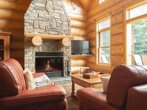 Fernseher, Kamin, Bücher