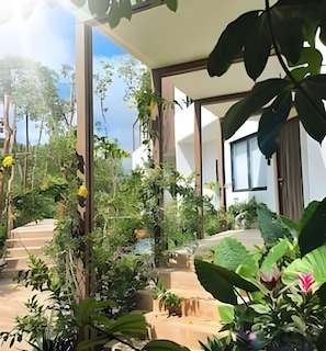 Enjoy a serene ambiance amidst lush greenery and modern architecture.