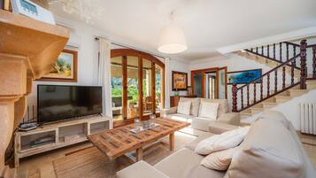 Tv, eldstad och dvd-spelare