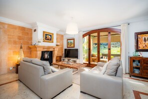 TV, fireplace, DVD player