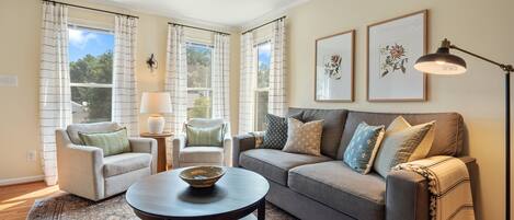 Smart TV, fireplace, stereo