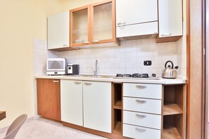 Frigorífico, microondas, placa de cocina y cafetera o tetera