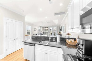 Fridge, microwave, oven, stovetop - Paradise by the Pier by Carolina Getaway- 3BR Townhome Near Wrightsville Beach (Wrightsville Beach)