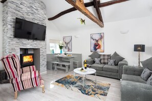 Televisie en een open haard