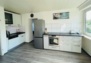 Frigorífico, horno, placa de cocina y lavavajillas