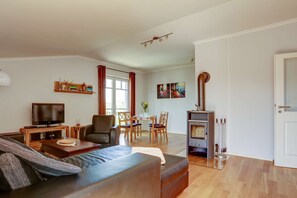 Fernseher, Kamin, Bücher