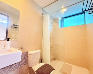 Economy Condo, City View | Bathroom | Shower, hair dryer, towels, soap
