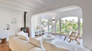 TV, fireplace