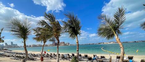 Private beach, sun loungers