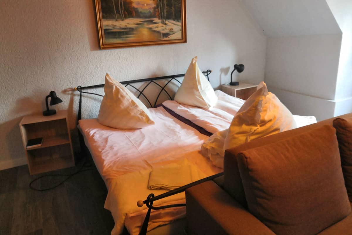 Comfort Double Room | Desk, laptop workspace, blackout drapes, iron/ironing board (on request)