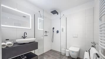 Douche, douche à « effet pluie », sÚche-cheveux, serviettes fournies