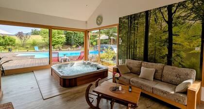 Chambre spacieuse avec piscine, spa et hammam