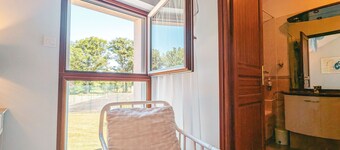 Bright, Air-Conditioned Blue Room