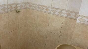 Habitación con 2 camas individuales | Baño | Regadera, toallas, jabón, papel de baño