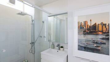 Ducha, secador de pelo y toallas