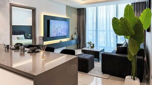 Luxury Apartment, City View, Tower | Living area - High Floor Burj Khalifa View Apartment (Dubai)