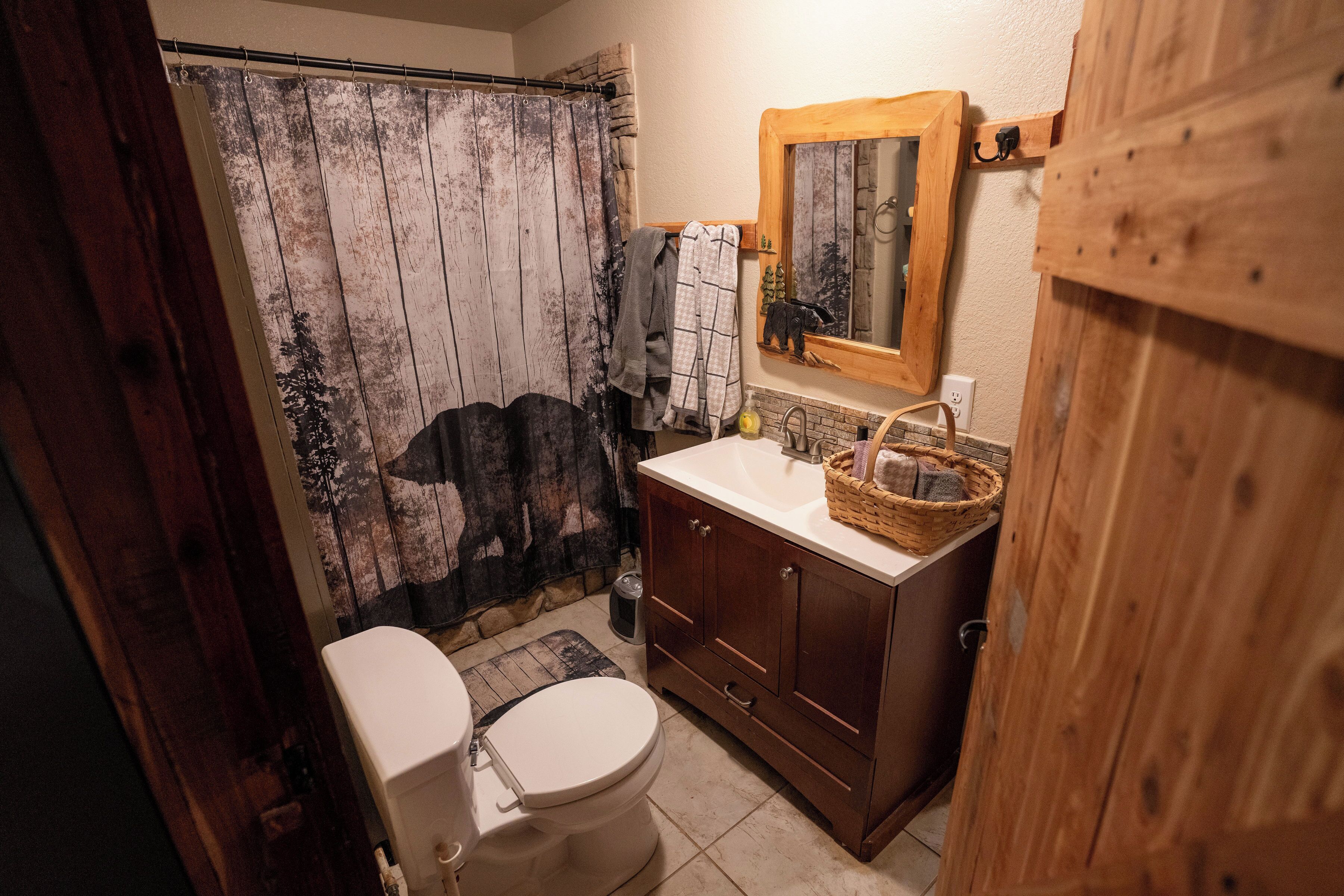 Hair dryer, towels, toilet paper