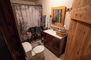 Hair dryer, towels, toilet paper