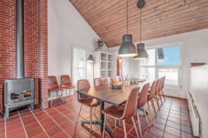 Dining - Pool and activity house with a 180-degree view of the North Sea, located at. (Frøstrup)