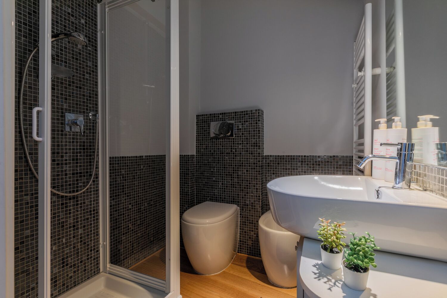 Appartement Confort | Salle de bain | Douche, sèche-cheveux, serviettes fournies, savon