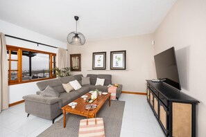Una televisión, una chimenea
