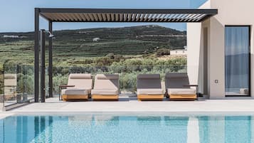 Outdoor pool, sun loungers