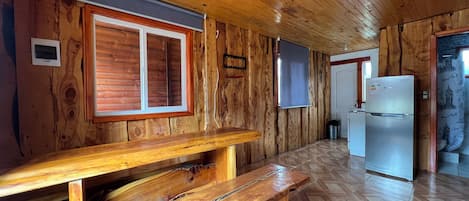 Cabaña, patio | Comedor