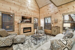 Smart-tv, eldstad och tv-spel