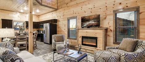 Smart TV, fireplace, video games