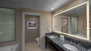 Dusch, hårtork och handdukar