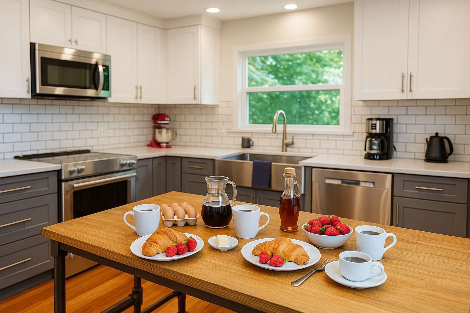 Fridge, microwave, stovetop, dishwasher