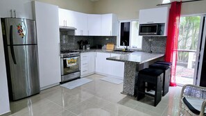 Microwave, oven, stovetop, coffee/tea maker