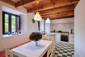 Fridge, microwave, oven, dishwasher