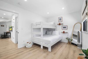 2 bedrooms, desk, iron/ironing board, travel cot