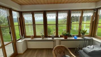 Fernseher, Tischtennisplatte, Stereoanlage